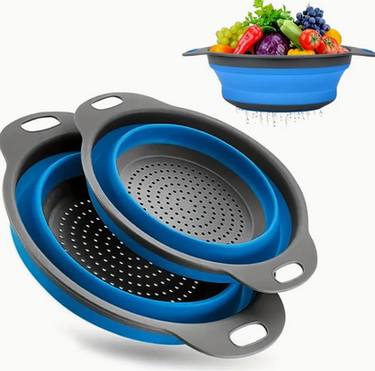 1 Piece Blue Circular Silicone Collapsible Funnel for Kitchen