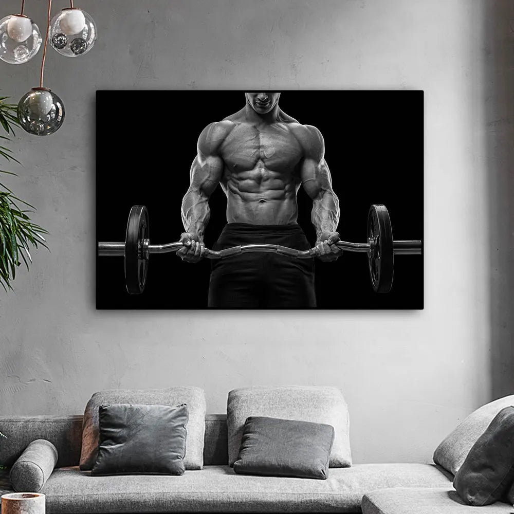 Póster de Fitness muscular impreso, cuadro de entrenamiento deportivo, pintura para dormitorio, Mural motivador, gimnasio, decoración del hogar, marco para sala de estar