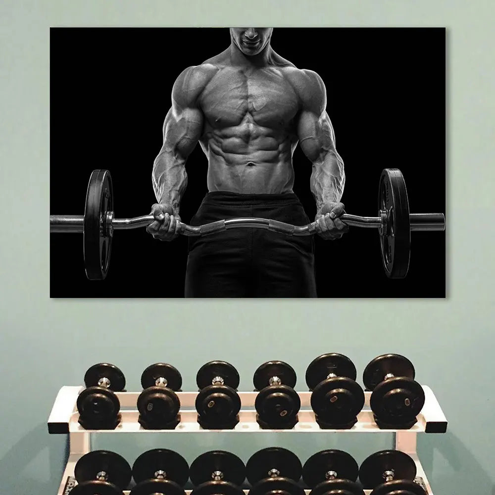 Póster de Fitness muscular impreso, cuadro de entrenamiento deportivo, pintura para dormitorio, Mural motivador, gimnasio, decoración del hogar, marco para sala de estar