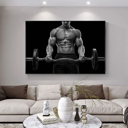 Póster de Fitness muscular impreso, cuadro de entrenamiento deportivo, pintura para dormitorio, Mural motivador, gimnasio, decoración del hogar, marco para sala de estar