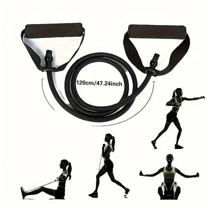 Bandas de resistencia de 5 niveles con asas para hombres, cuerda elástica para tirar de Yoga, banda de tubo para ejercicio físico para entrenamiento en casa, entrenamiento de fuerza