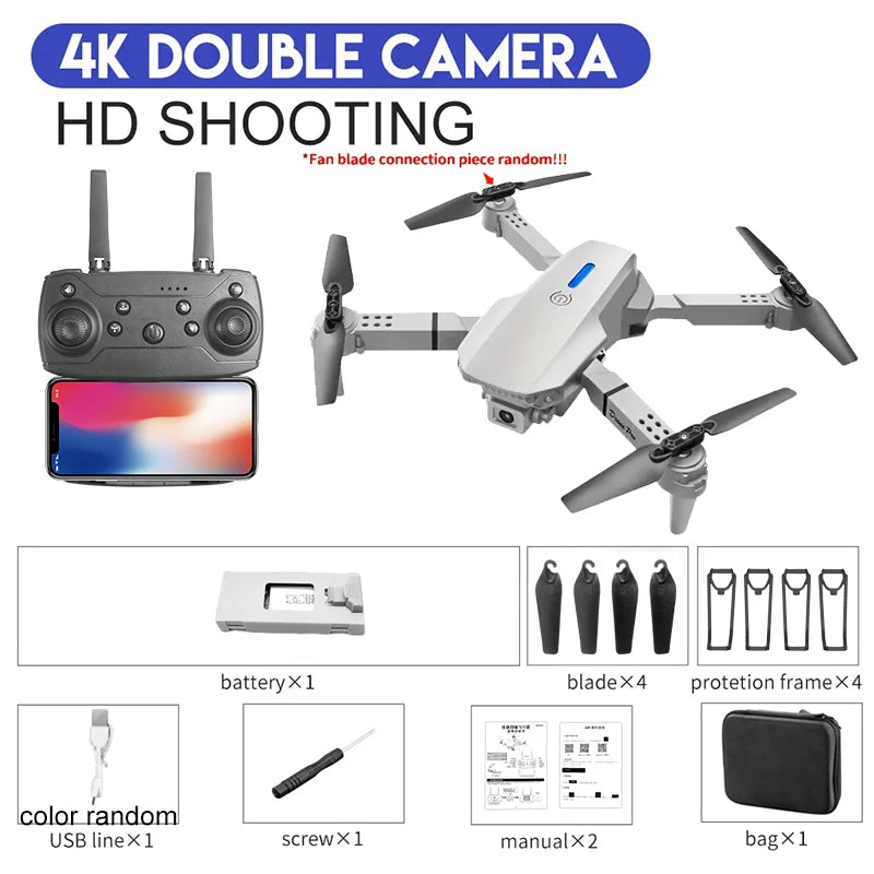 2024 E88Pro RC Drone 4K profesional con cámara HD gran angular 1080P helicóptero plegable WIFI FPV altura Hold juguete de regalo