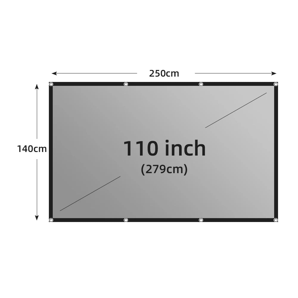 Pantalla de proyector LEJIADA 60-133 pulgadas Metal gris antiluz 16:9 borde negro portátil con agujeros pantalla de proyección para el hogar y exteriores