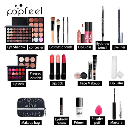 POPFEEL All In One Makeup Kit for Women Full Kit Set, All in One Makeup Sets Include Eyebrow Eyeliner Eyeshadow