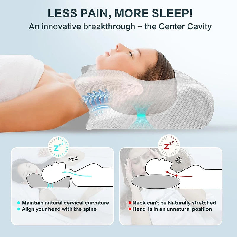 1 almohada Cervical de espuma viscoelástica, almohada ortopédica de contorno ergonómica 2 en 1 para dolor de cuello, almohadas de soporte contorneadas, almohada para el cuello