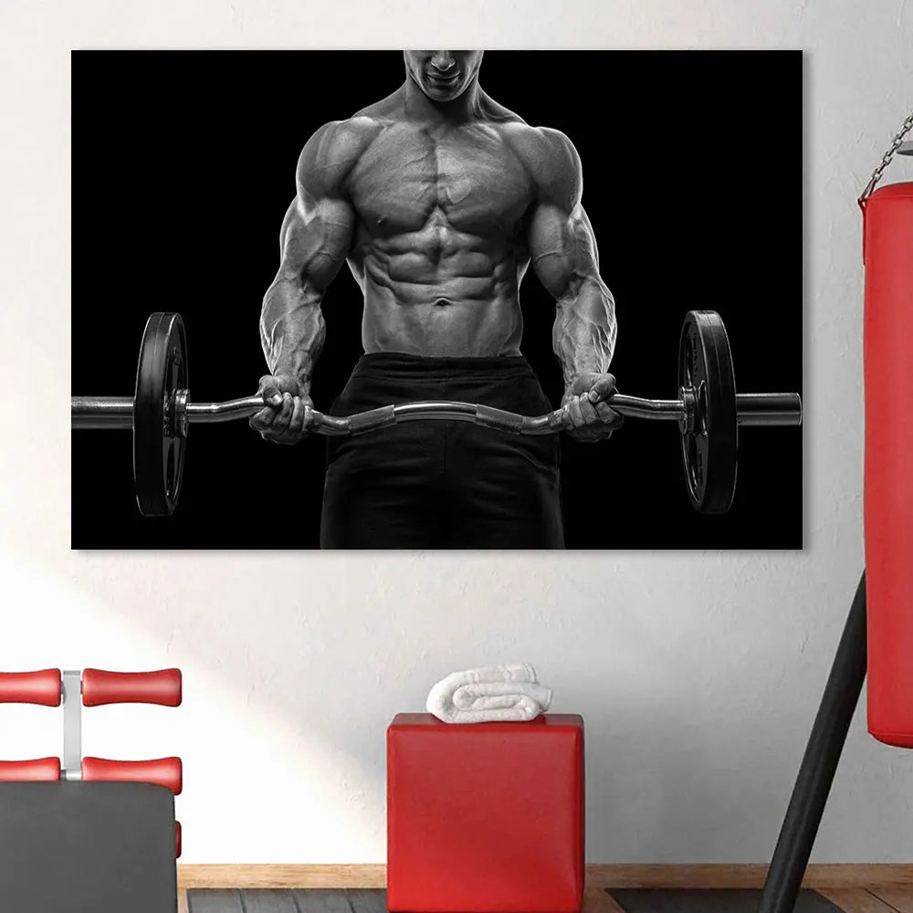 Póster de Fitness muscular impreso, cuadro de entrenamiento deportivo, pintura para dormitorio, Mural motivador, gimnasio, decoración del hogar, marco para sala de estar