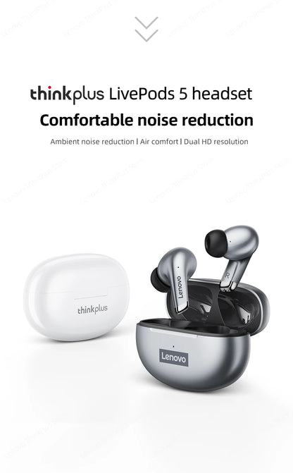 Auriculares inalámbricos Bluetooth originales Lenovo LP5 auriculares de música HiFi auriculares deportivos impermeables con micrófono nuevos