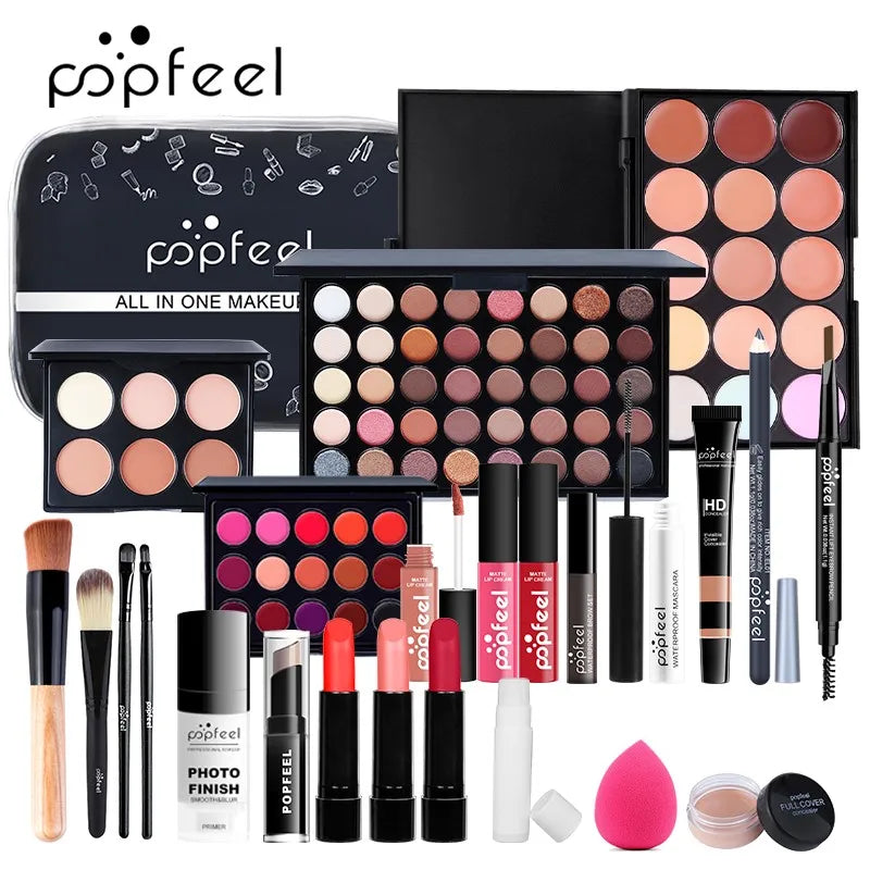 POPFEEL All In One Makeup Kit for Women Full Kit Set, All in One Makeup Sets Include Eyebrow Eyeliner Eyeshadow