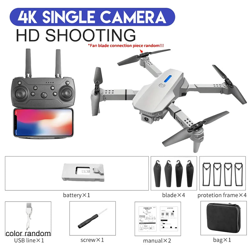 2024 E88Pro RC Drone 4K profesional con cámara HD gran angular 1080P helicóptero plegable WIFI FPV altura Hold juguete de regalo