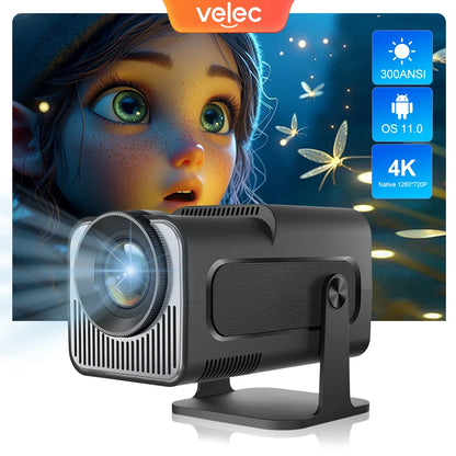 Velec HY320 Mini proyector actualizado 4K Android 11 WiFi 6 BT 5,0 Allwinner H713 proyector portátil para el hogar y exteriores HY320 MINI