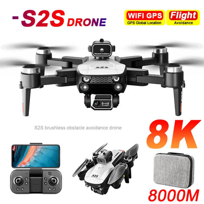 Mini Drone S2S avec caméra HD 4k 8K, pour éviter les obstacles, photographie aérienne, moteur sans balais, pliable, Rc, jouet pour enfant