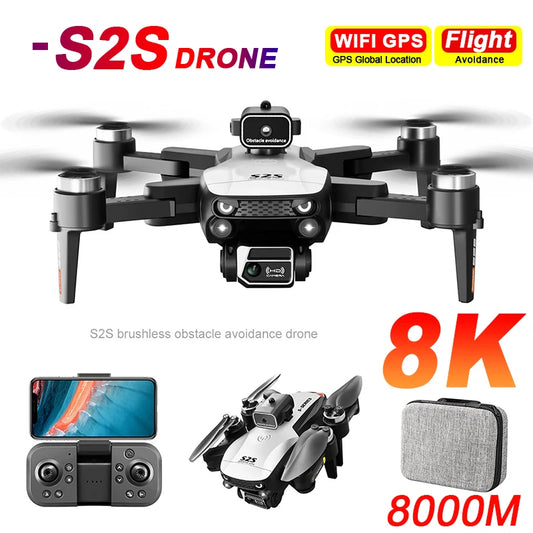 S2S Mini Drone 4k 8K HD cámara para evitar obstáculos fotografía aérea Motor sin escobillas plegable Rc Quadcopter chico juguete