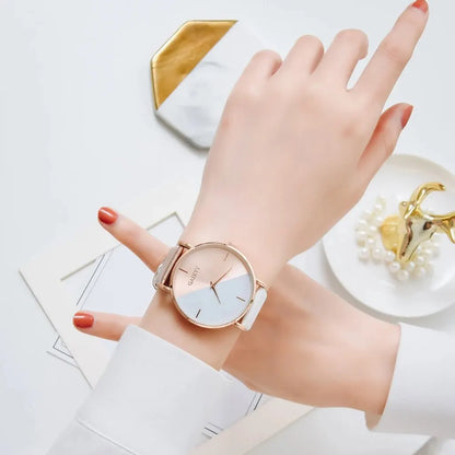 Women Watch Set Luxury Fashion Colorful PU Leather Strap Ladies Quartz Wristwatch Alloy Bracelet For Ladies Gift