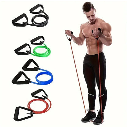 Bandas de resistencia de 5 niveles con asas para hombres, cuerda elástica para tirar de Yoga, banda de tubo para ejercicio físico para entrenamiento en casa, entrenamiento de fuerza