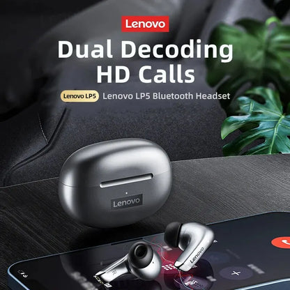 Auriculares inalámbricos Bluetooth originales Lenovo LP5 auriculares de música HiFi auriculares deportivos impermeables con micrófono nuevos