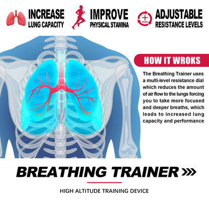 Entrenador respiratorio portátil. Mejorar la capacidad respiratoria | Resistencia ajustable, ajustable a diferentes necesidades físicas