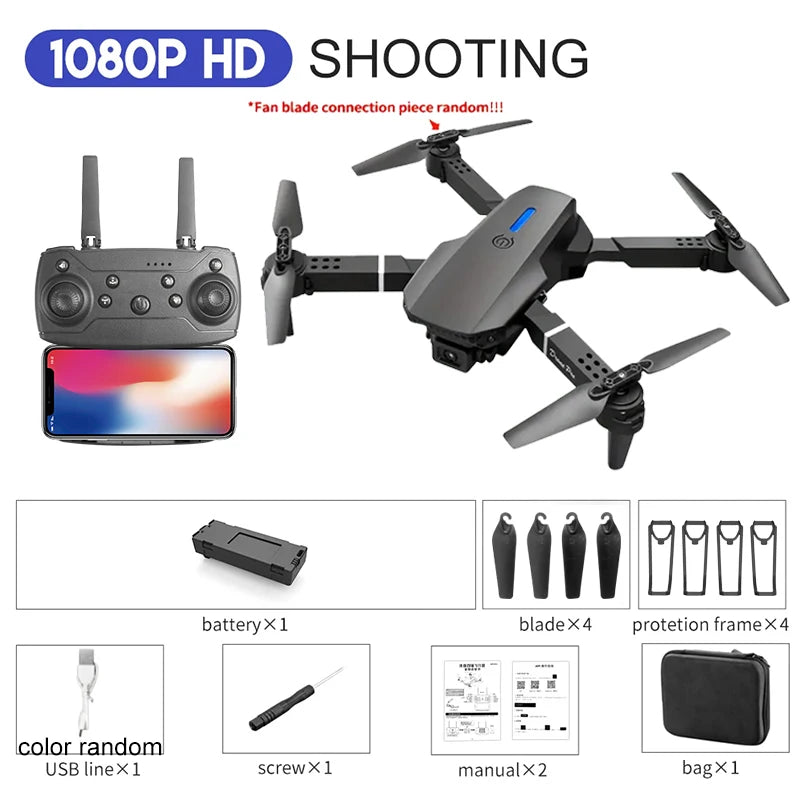 2024 E88Pro RC Drone 4K profesional con cámara HD gran angular 1080P helicóptero plegable WIFI FPV altura Hold juguete de regalo