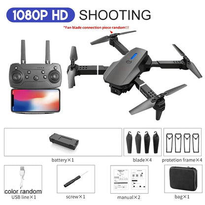 2024 E88Pro RC Drone 4K profesional con cámara HD gran angular 1080P helicóptero plegable WIFI FPV altura Hold juguete de regalo