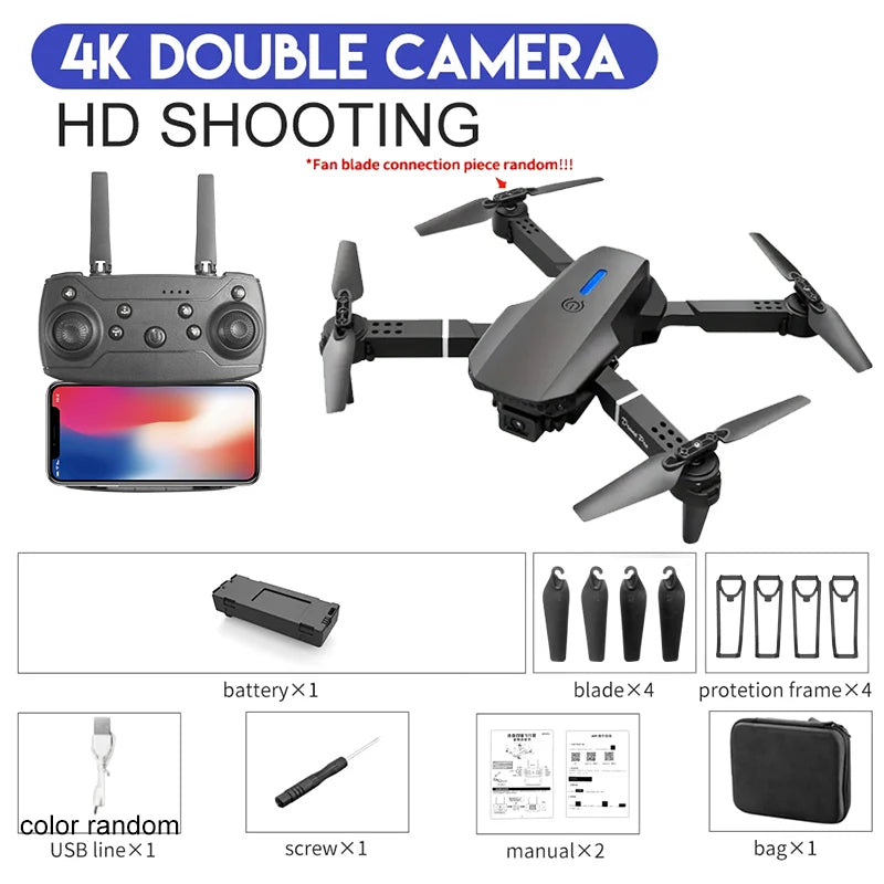 2024 E88Pro RC Drone 4K profesional con cámara HD gran angular 1080P helicóptero plegable WIFI FPV altura Hold juguete de regalo