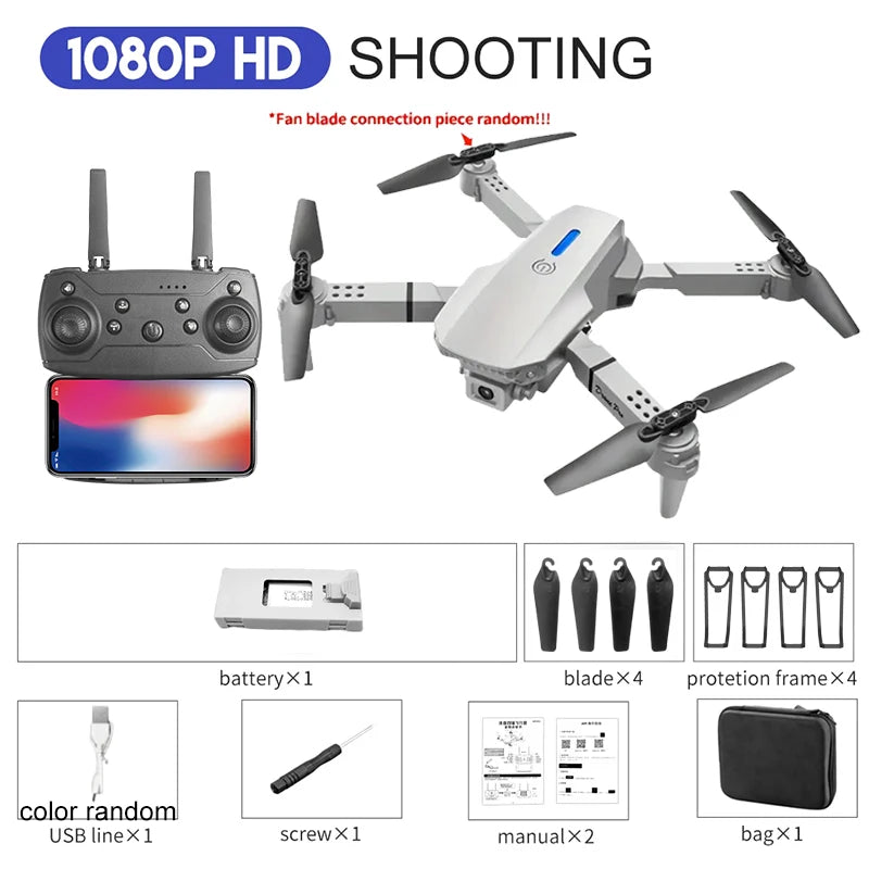 2024 E88Pro RC Drone 4K profesional con cámara HD gran angular 1080P helicóptero plegable WIFI FPV altura Hold juguete de regalo