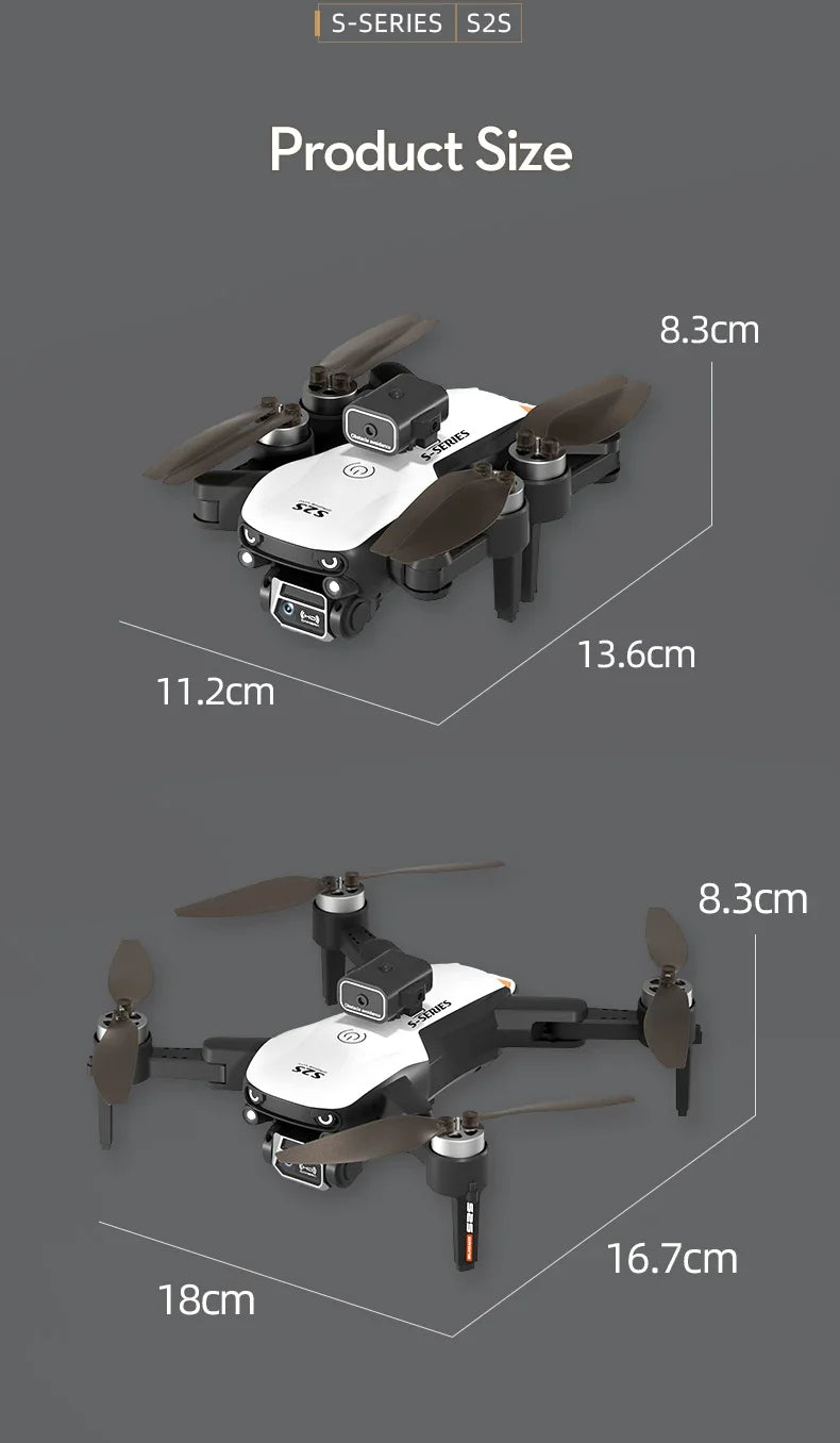 Mini Drone S2S avec caméra HD 4k 8K, pour éviter les obstacles, photographie aérienne, moteur sans balais, pliable, Rc, jouet pour enfant