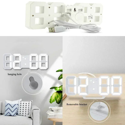 Reloj de pared digital Relojes de escritorio Alarma electrónica Decoración moderna del hogar para decoración de dormitorio Relojes de mesa LED interiores Sala de estar