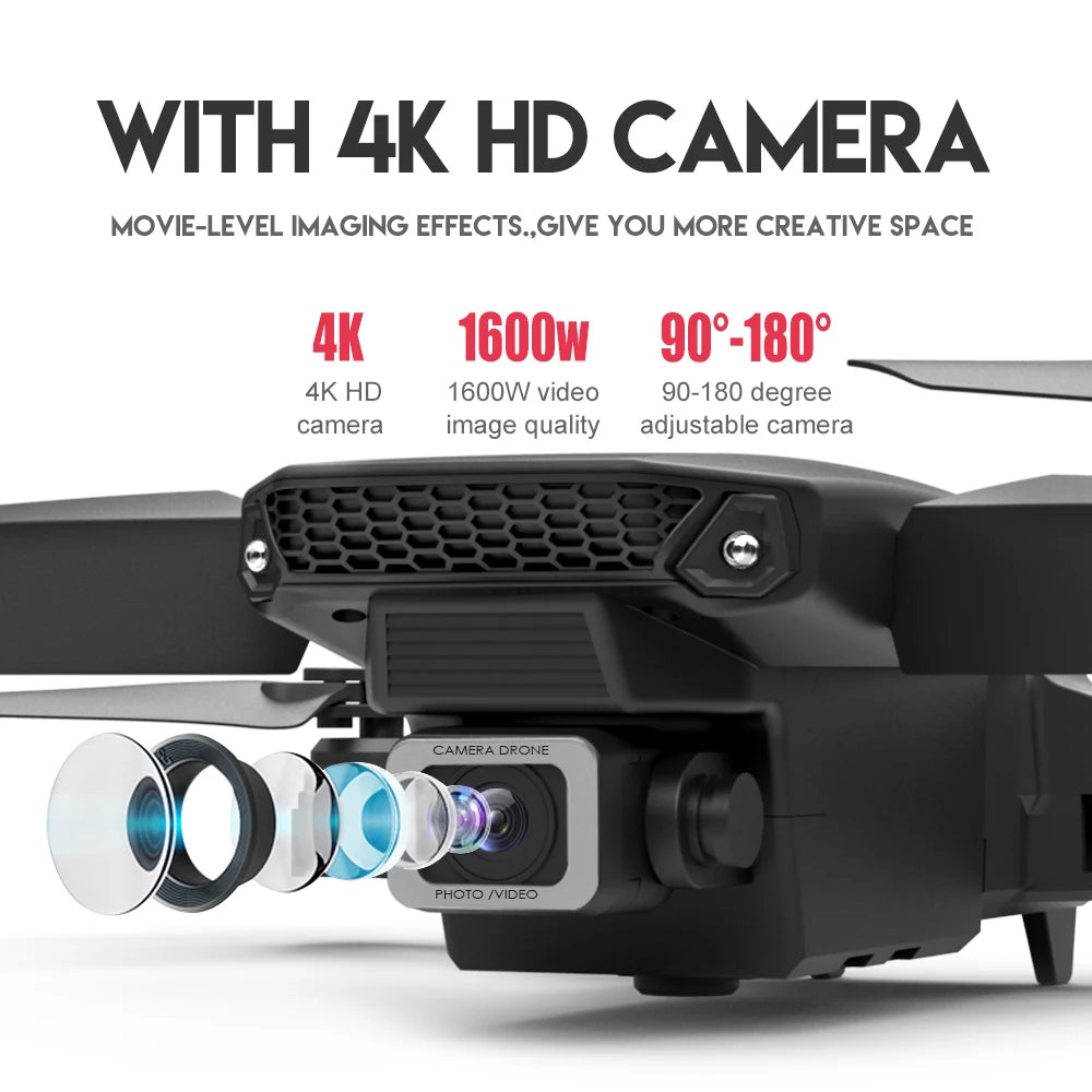 2024 E88Pro RC Drone 4K profesional con cámara HD gran angular 1080P helicóptero plegable WIFI FPV altura Hold juguete de regalo