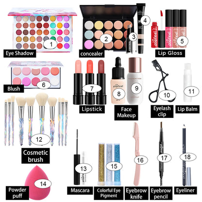 POPFEEL All In One Makeup Kit for Women Full Kit Set, All in One Makeup Sets Include Eyebrow Eyeliner Eyeshadow